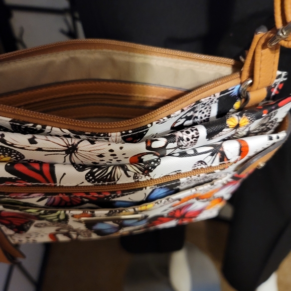 NEW NO TAGS "ROSETTI" LEATHER SMALL SATCHELL W/BUTTERFLY COLORFUL ART - Picture 9 of 9